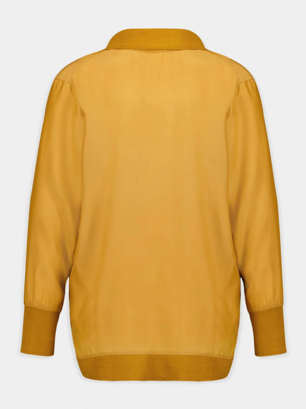 Diane Mustard Silk V-Neck Blouse - Image 3