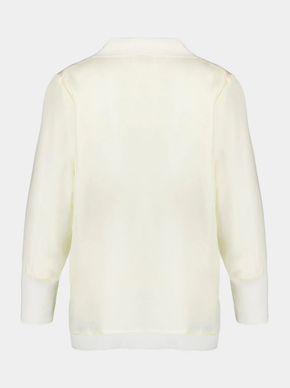 Diane Vanilla Custard Silk Twill V-Neck Long-Sleeve - Image 3
