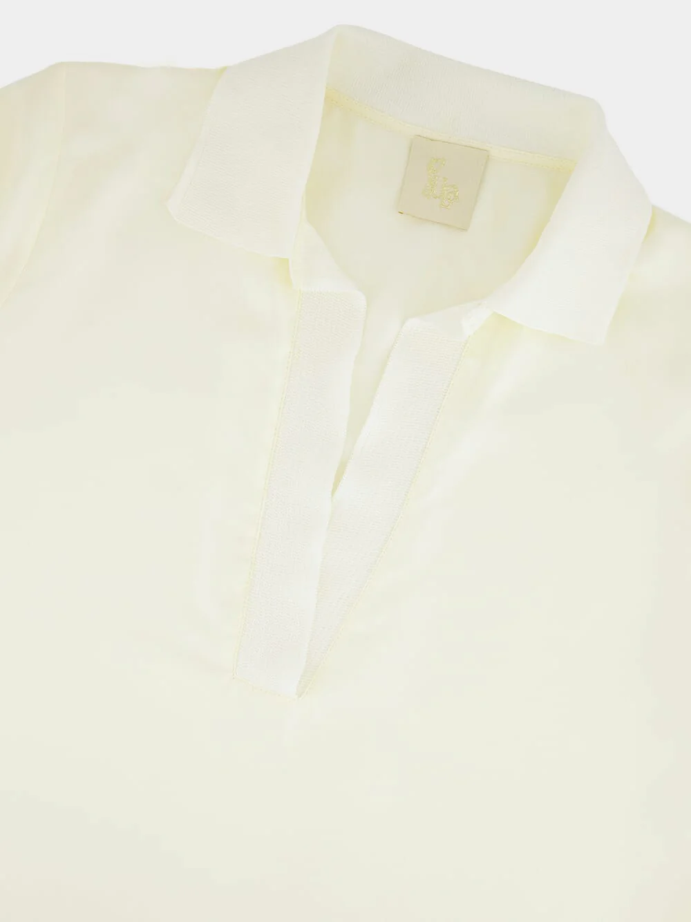 Diane Vanilla Custard Silk Twill V-Neck Long-Sleeve - Image 4