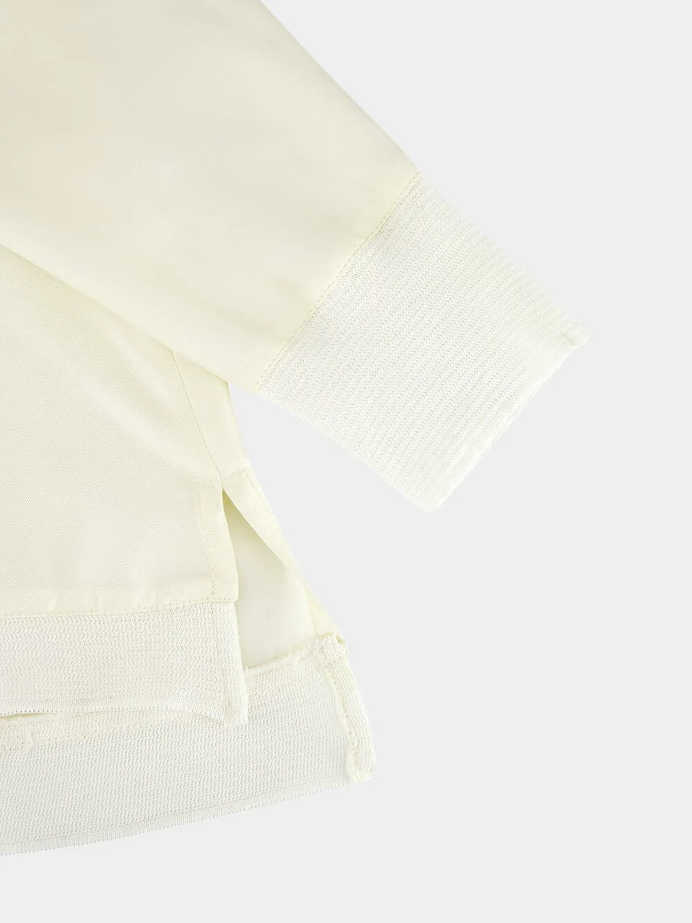 Diane Vanilla Custard Silk Twill V-Neck Long-Sleeve - Image 5