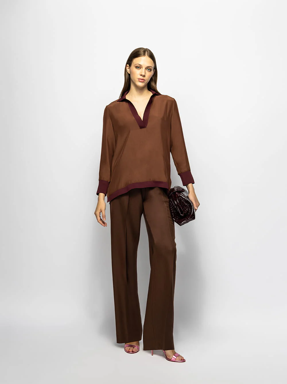 Dominique Potting Soil Wide-Leg Tailored Pants - Image 3
