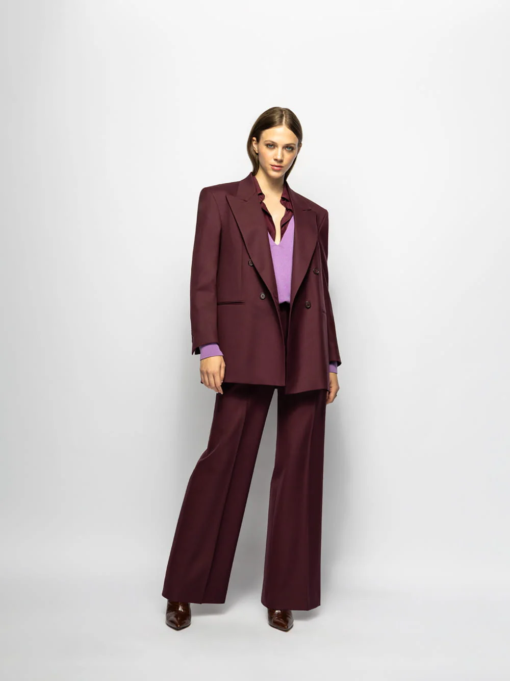 Dominique Purple Wide-Leg Tailored Pants - Image 3