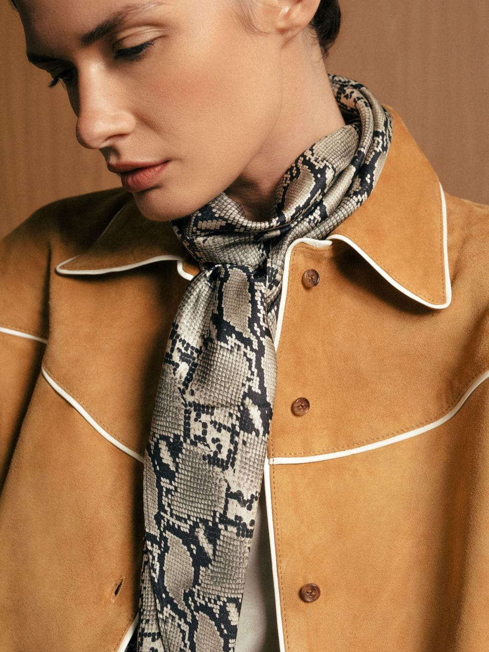 Edon Snakeskin Printed Silk Twill Scarf - Image 2