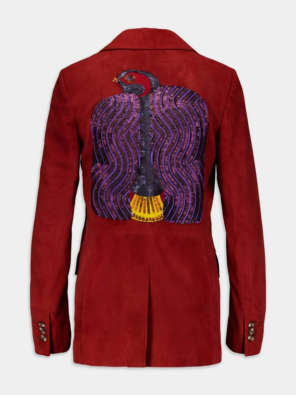 Paula Embroidered Leather Blazer - Image 3