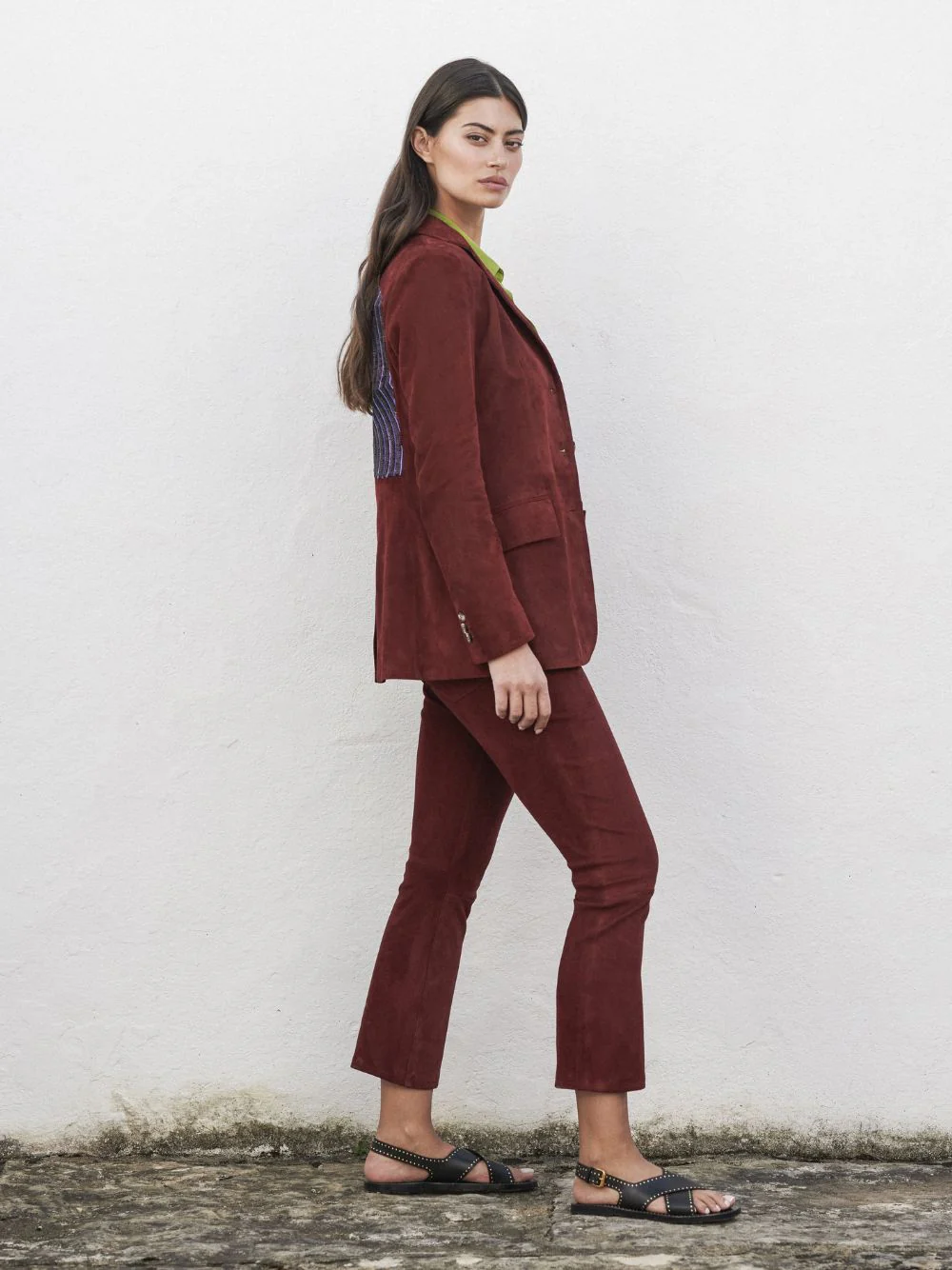 Paula Embroidered Leather Blazer - Image 6
