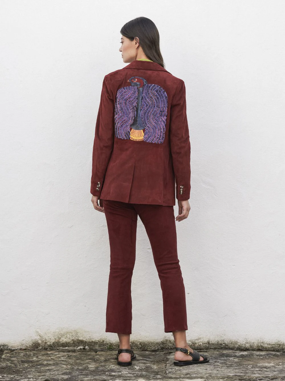 Paula Embroidered Leather Blazer - Image 7