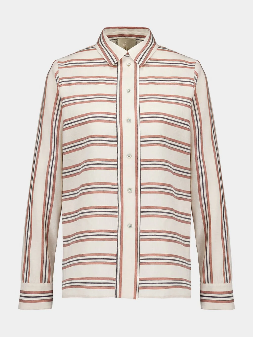 Freesia Linen Striped Shirt with Back Embroidery - Image 2