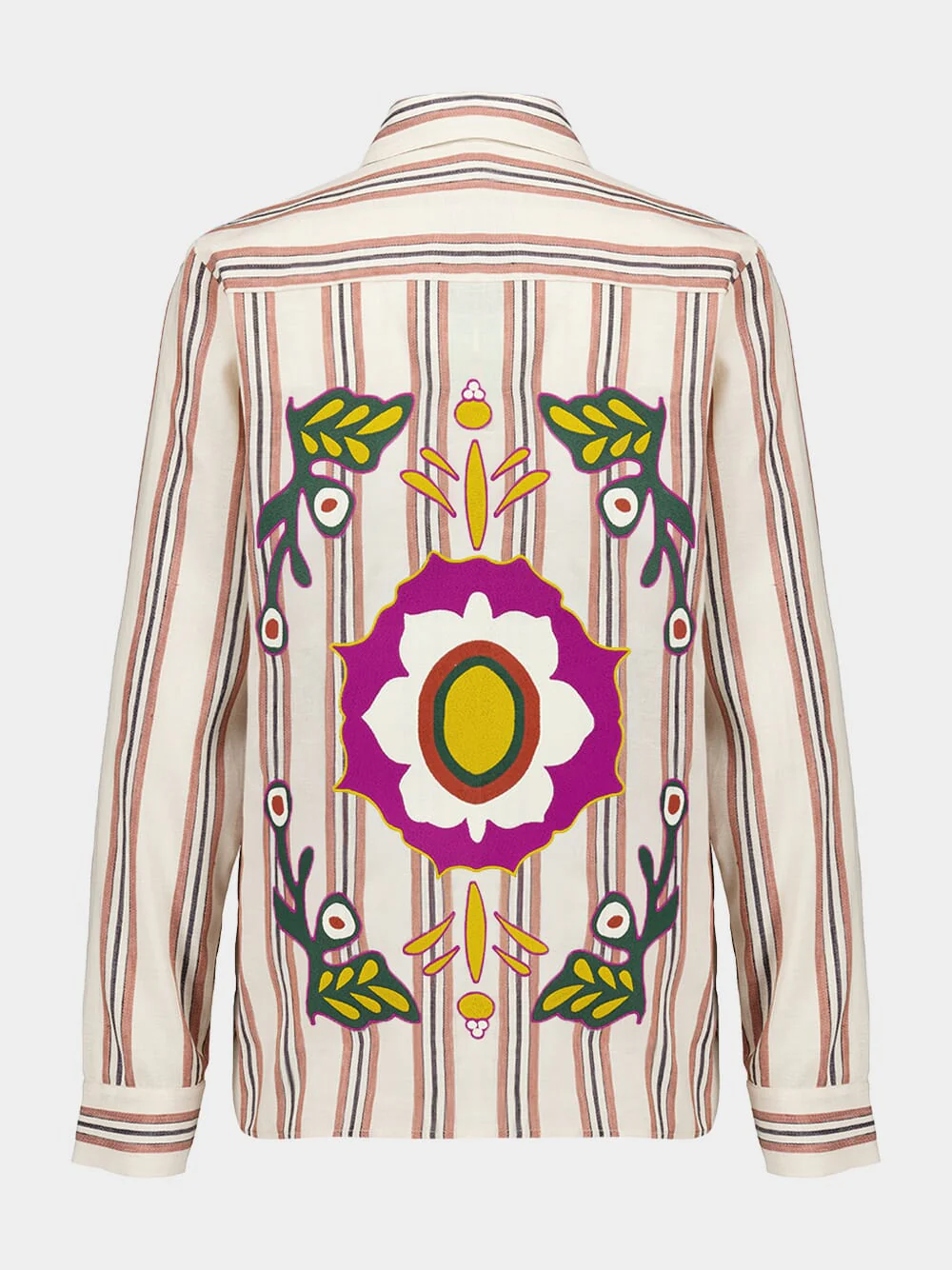 Freesia Linen Striped Shirt with Back Embroidery - Image 3