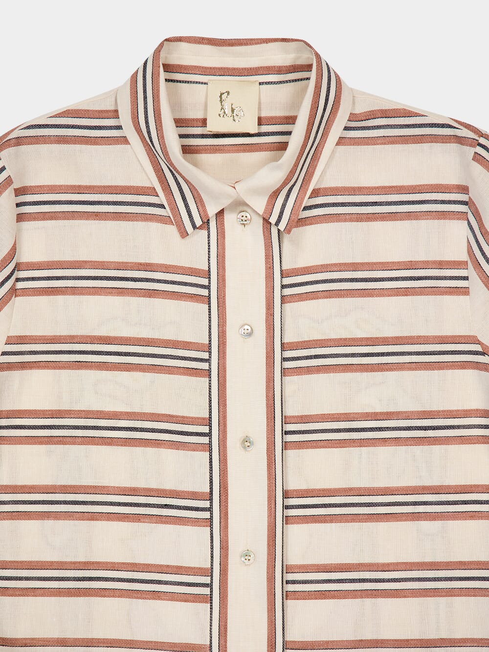 Freesia Linen Striped Shirt with Back Embroidery - Image 5
