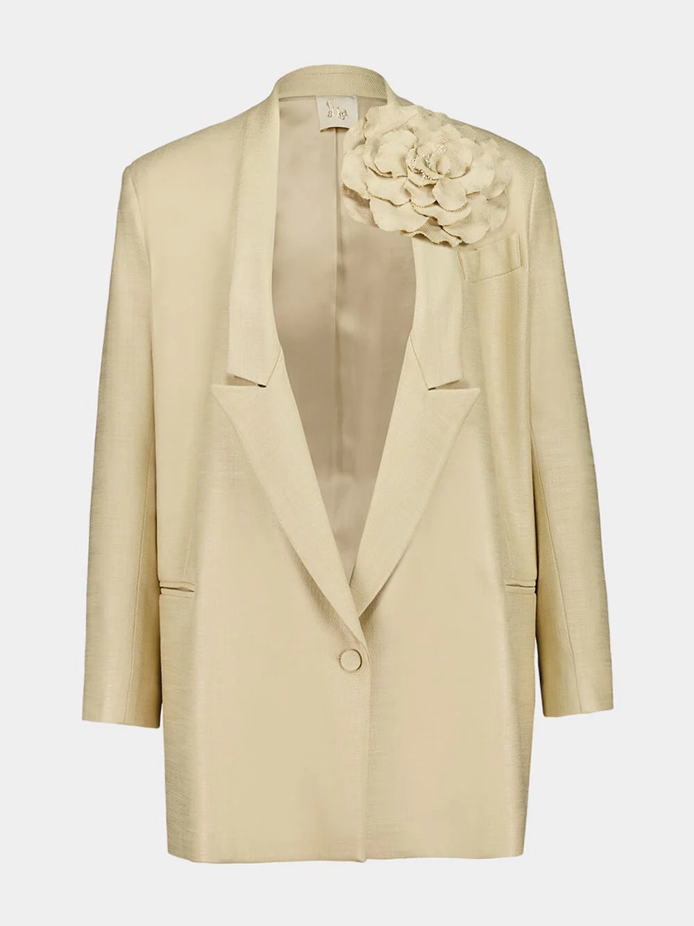 Frida Beige Deconstructed Twill Blazer - Image 2