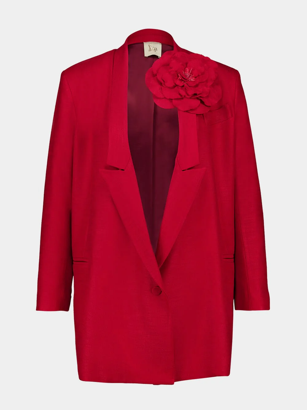 Frida Red Dahlia Deconstructed Twill Blazer