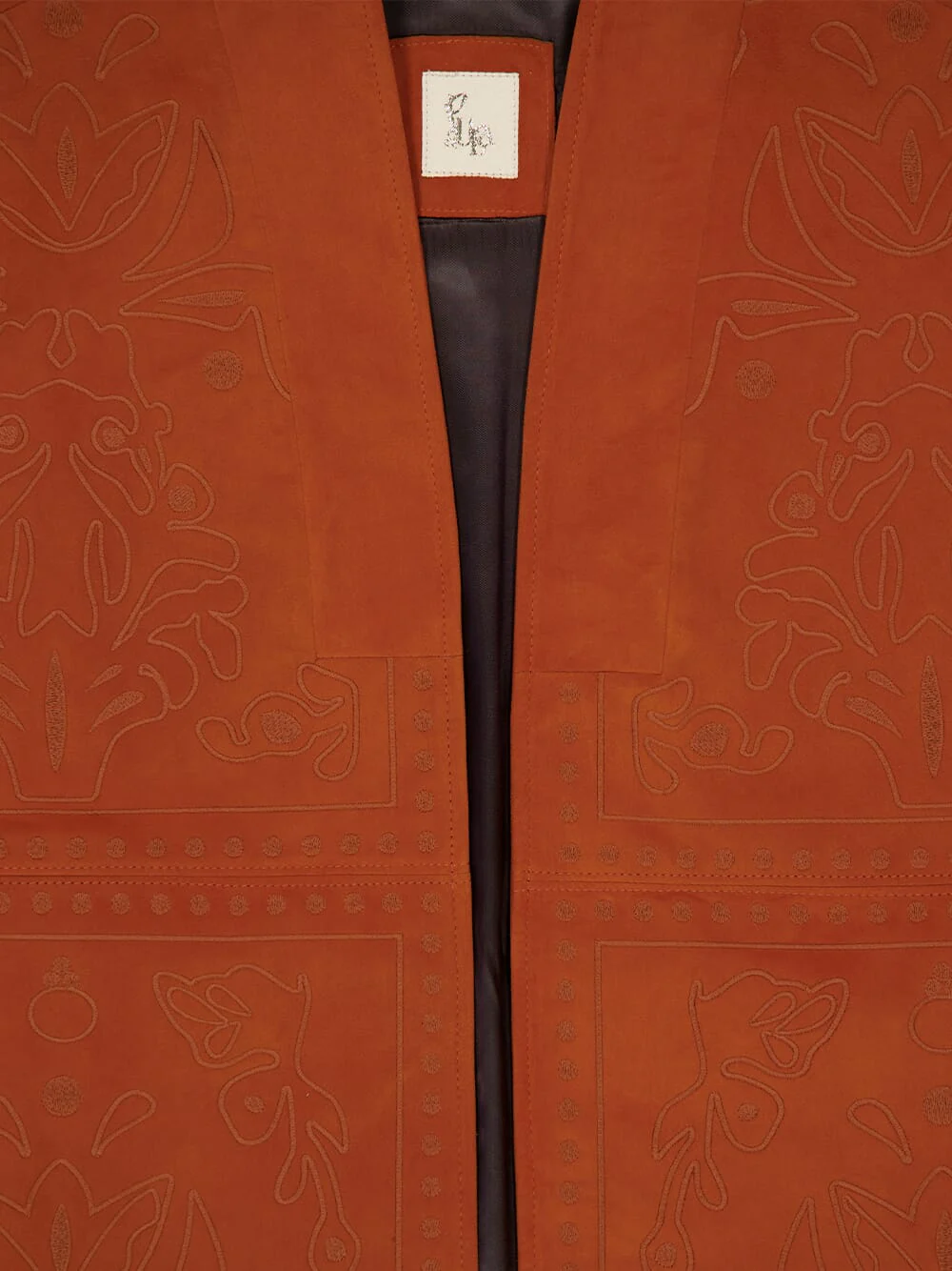 Gardenia Cinnamon Stick Embossed Suede Maxi Cape - Image 4