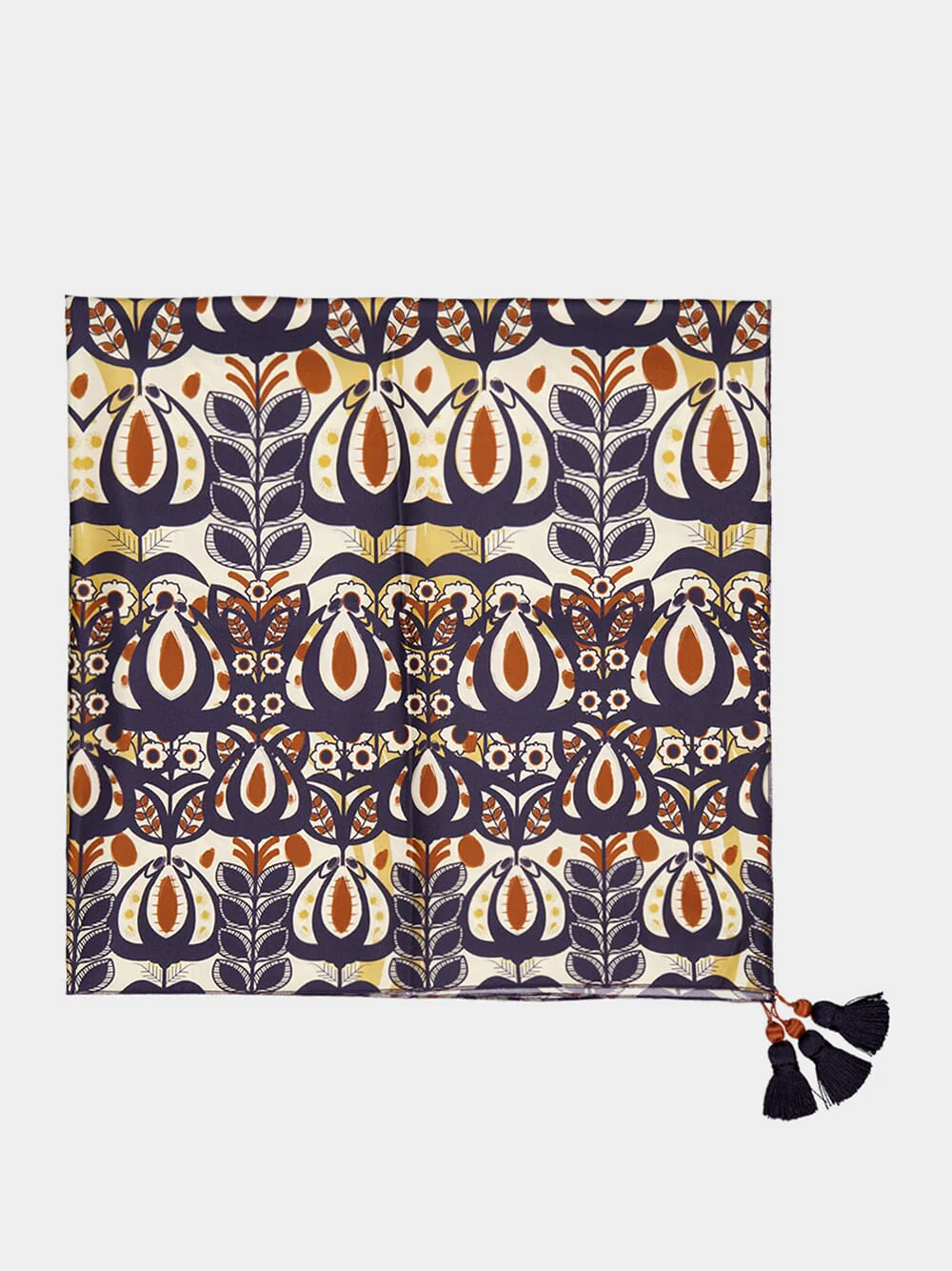 Granita Wonderland Printed Silk Twill Scarf with Trims - Image 3