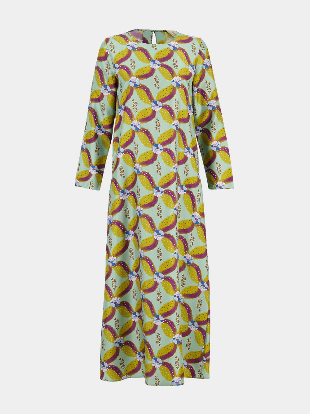 Gray Aquageo Printed Silk Twill A-Line Dress - Image 2