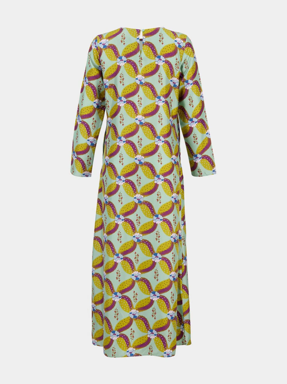 Gray Aquageo Printed Silk Twill A-Line Dress - Image 4