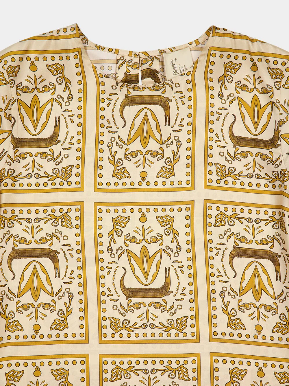 Gray Crocoprint Printed Silk Twill Dress - Image 4