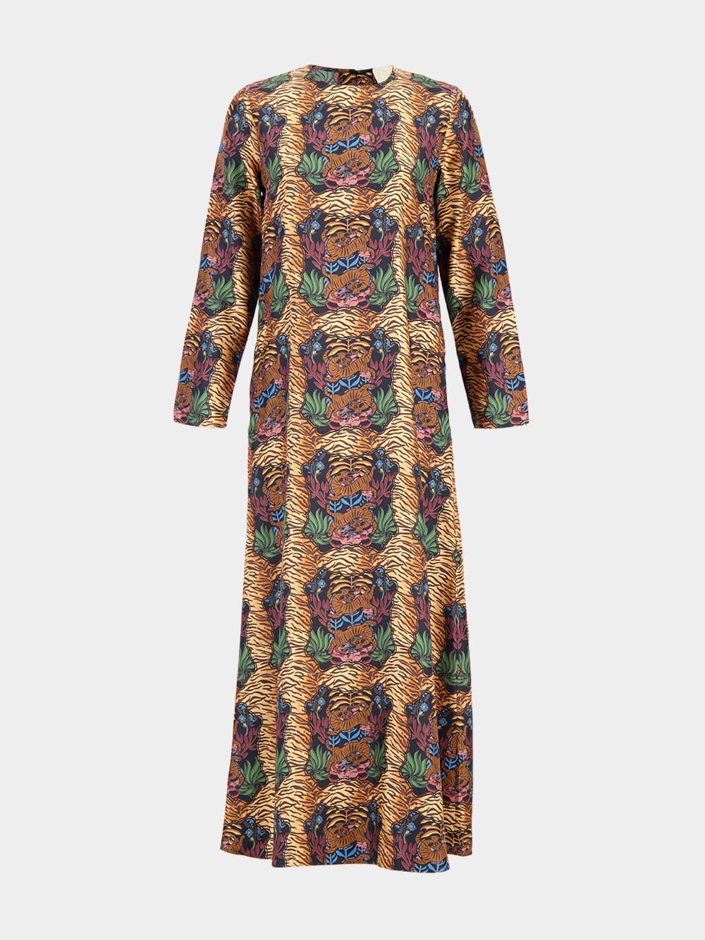 Gray Dreamframe Print Printed Silk Twill A-Line Dress - Image 2