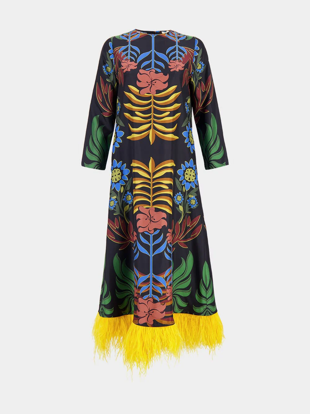Grayf Visual Garden Print Printed Dress with Feathers - Image 2