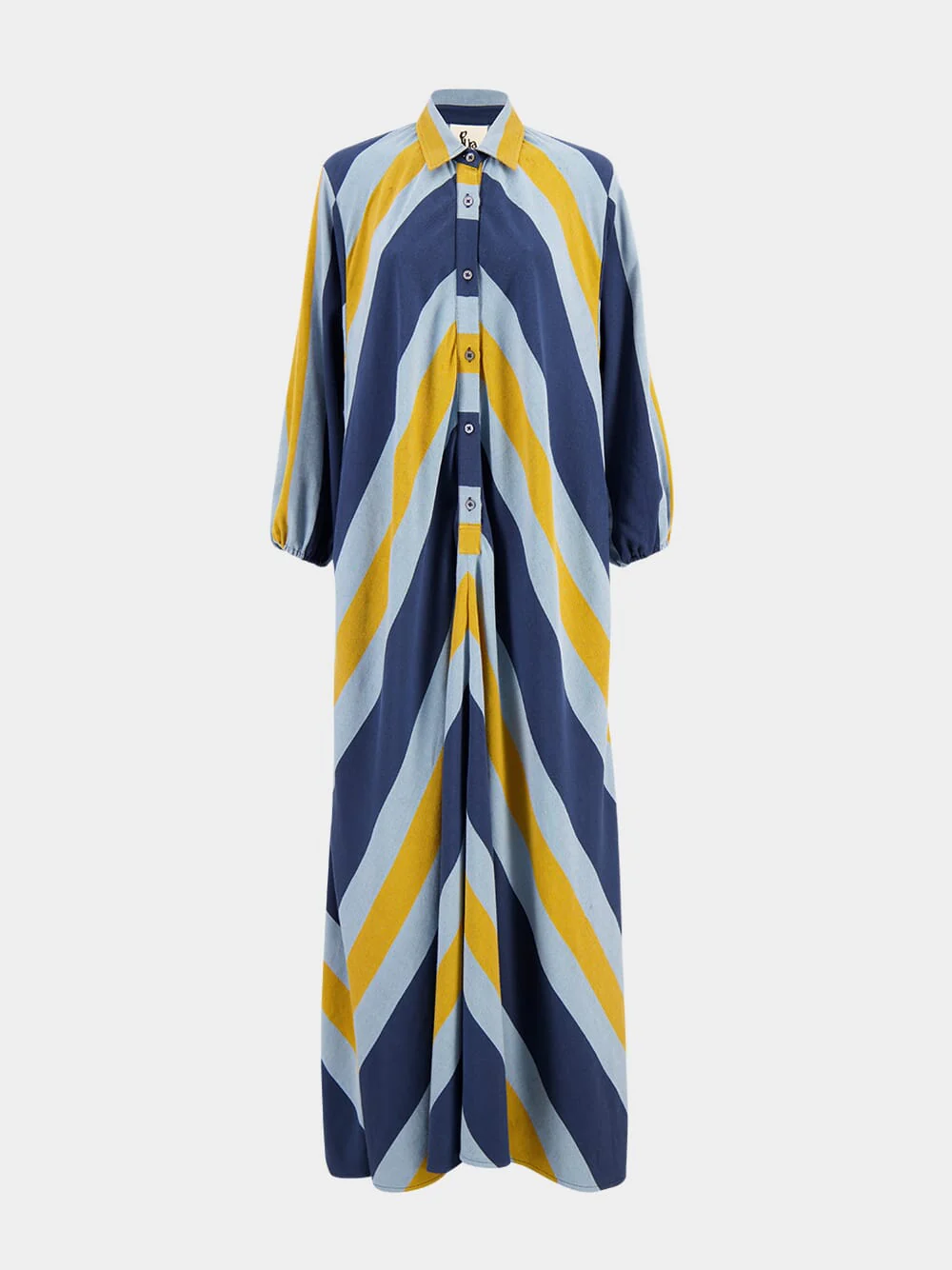 Gugenheim Deep See Stripes Hand-Woven Evasé Dress - Image 2