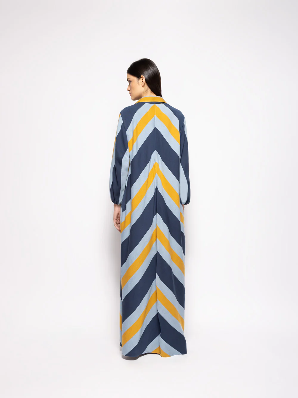 Gugenheim Deep See Stripes Hand-Woven Evasé Dress - Image 9