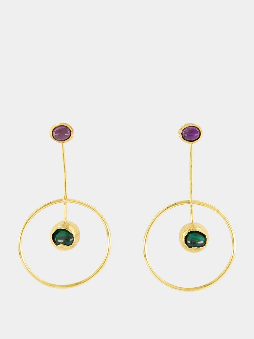 Hestia Circular Gold-Plated Earrings with Stones