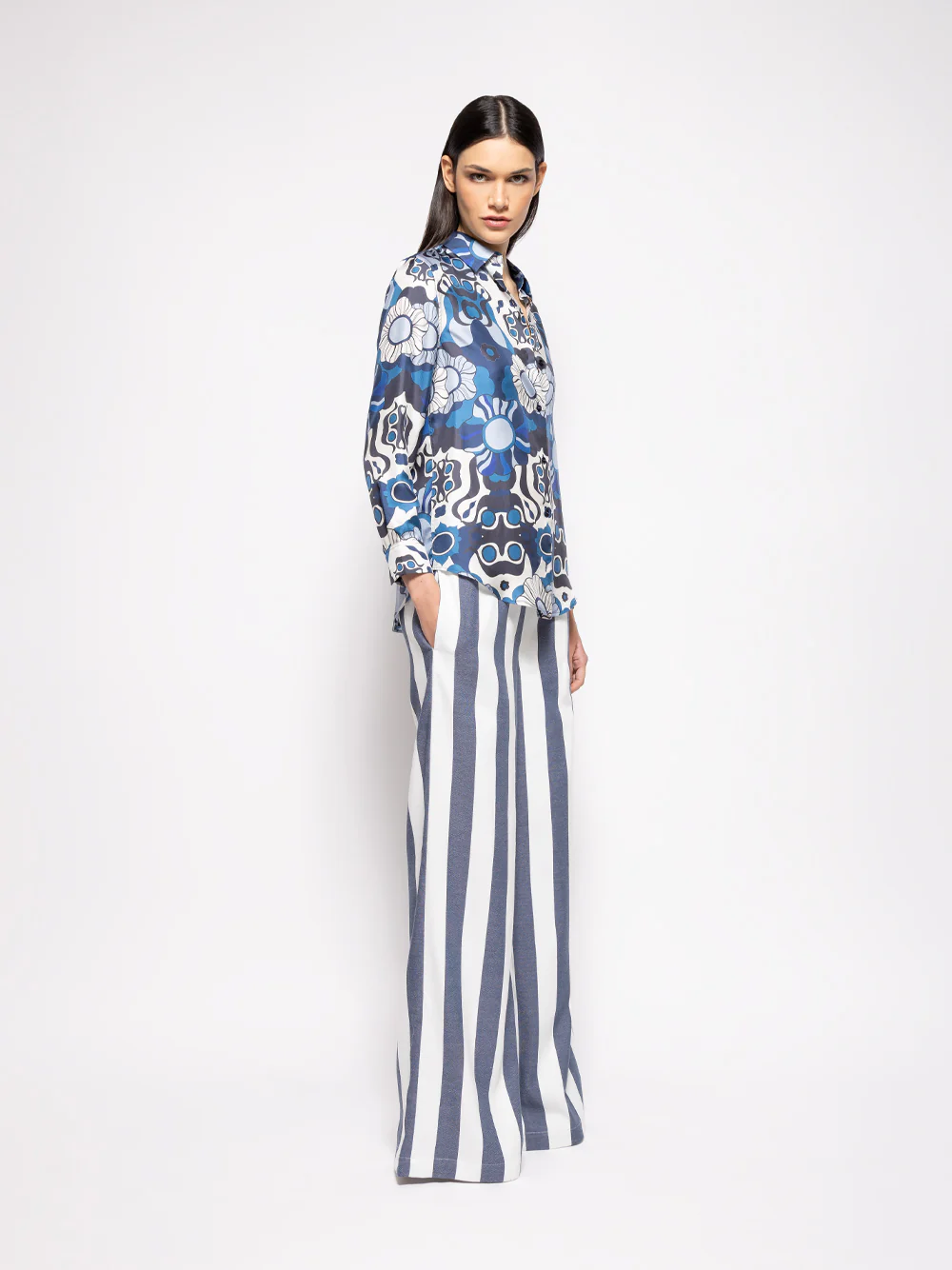 Hydrilla Navy Hand-Woven Striped Pants - Image 4