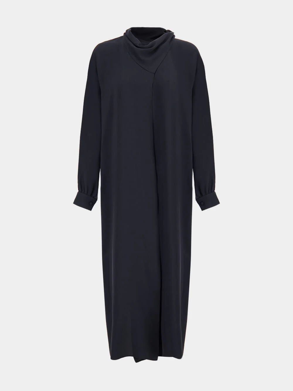 Irys Black Wrap Dress with Collar Tie