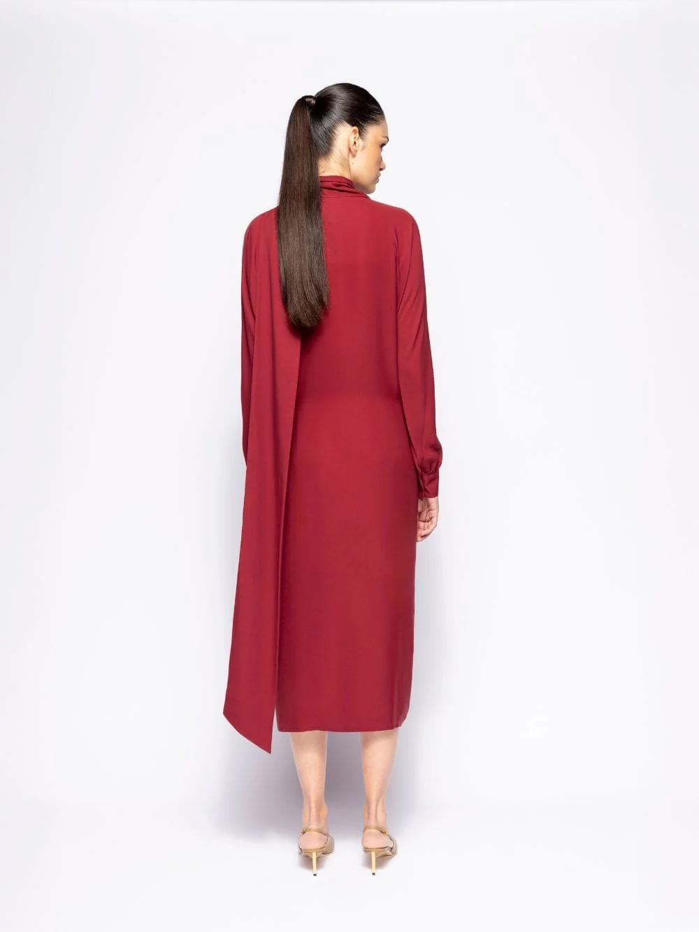 Irys Cabernet Wrap Dress with Collar Tie - Image 3