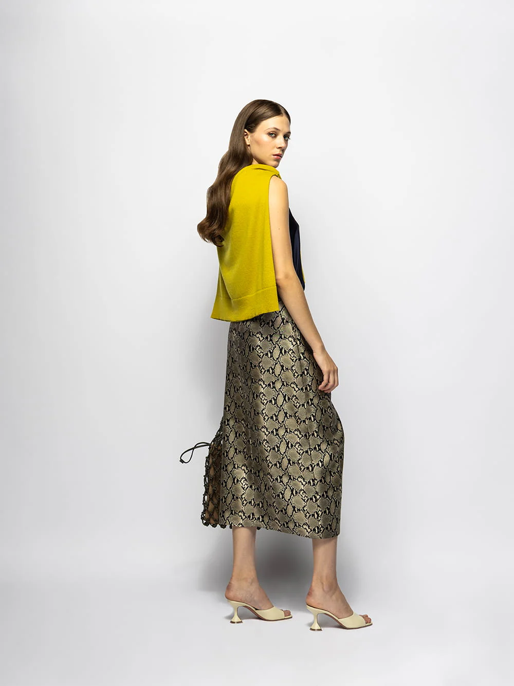 Ivy Snakeskin Wrap Skirt in Printed Silk Twill - Image 7