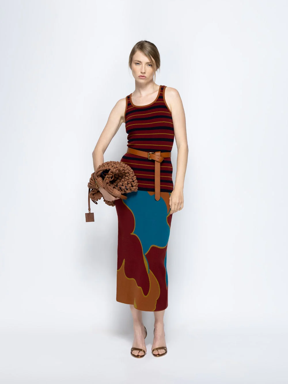 Julia Red Dahlia Knitted Striped Tank Top