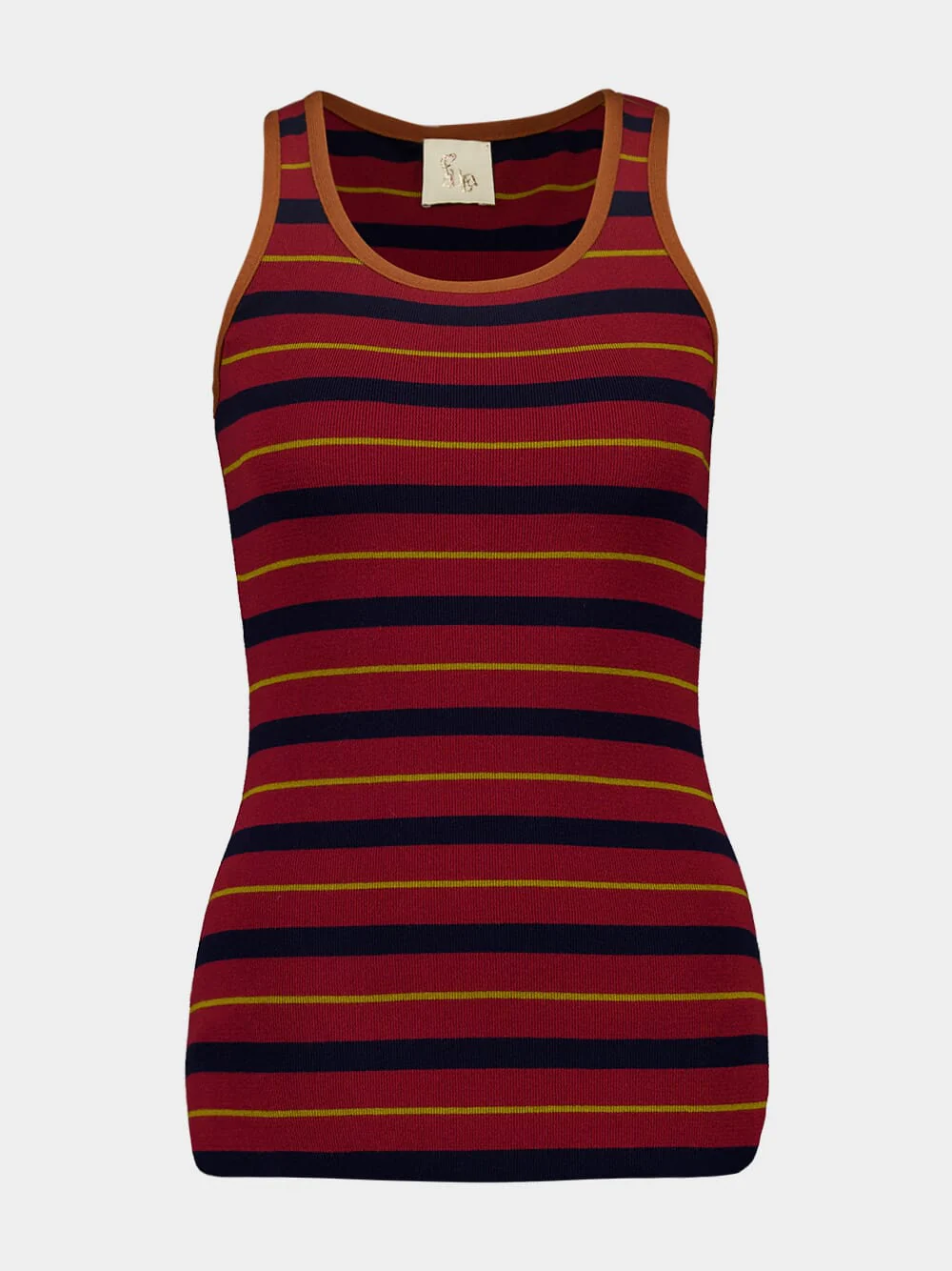 Julia Red Dahlia Knitted Striped Tank Top - Image 2