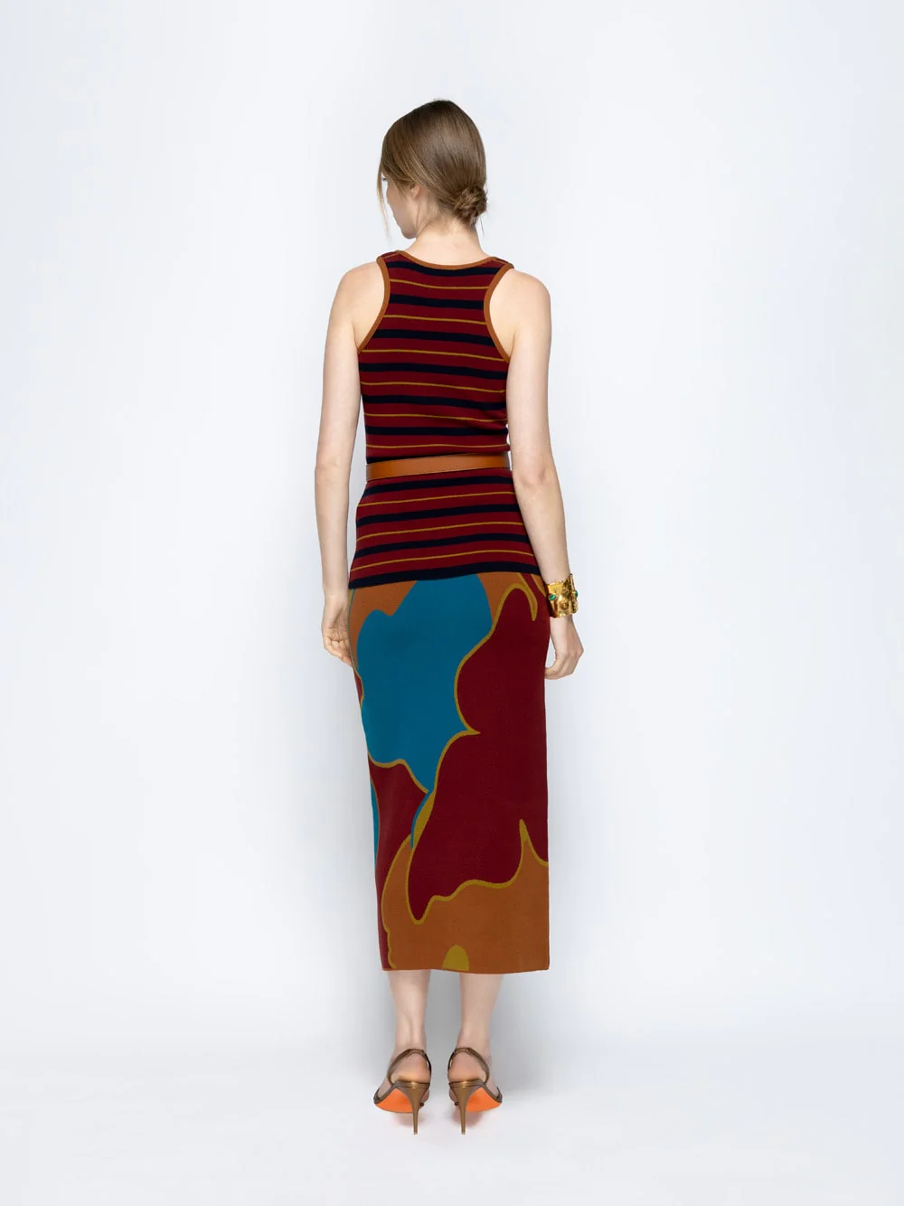 Julia Red Dahlia Knitted Striped Tank Top - Image 3