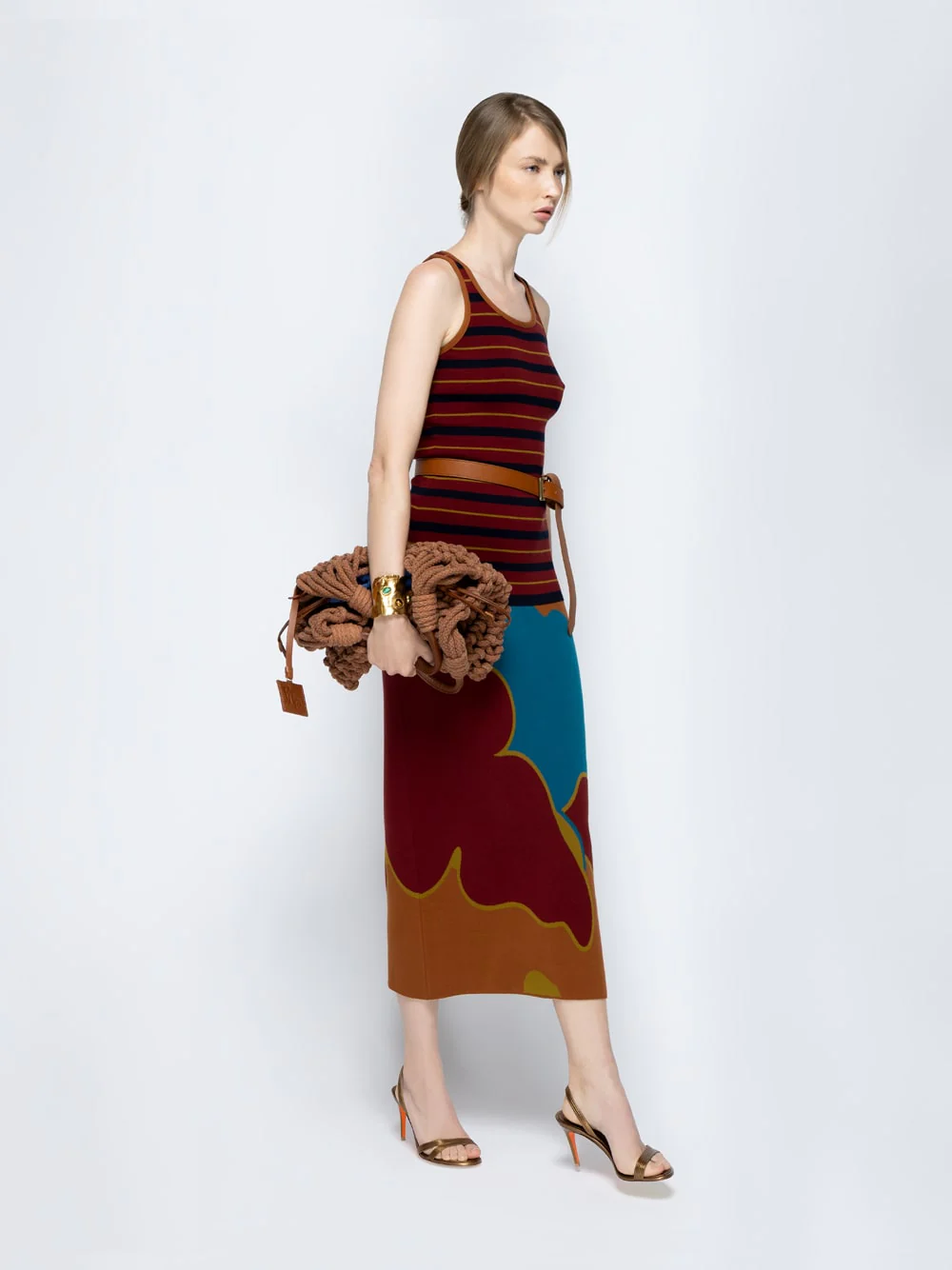 Julia Red Dahlia Knitted Striped Tank Top - Image 5