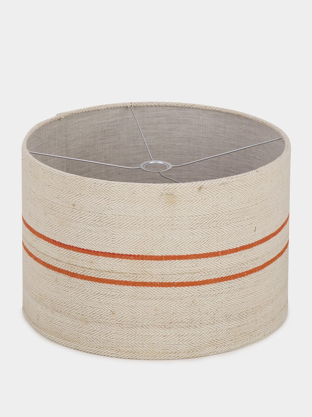 Beige Linen Lampshade with Orange Stripes - Image 3
