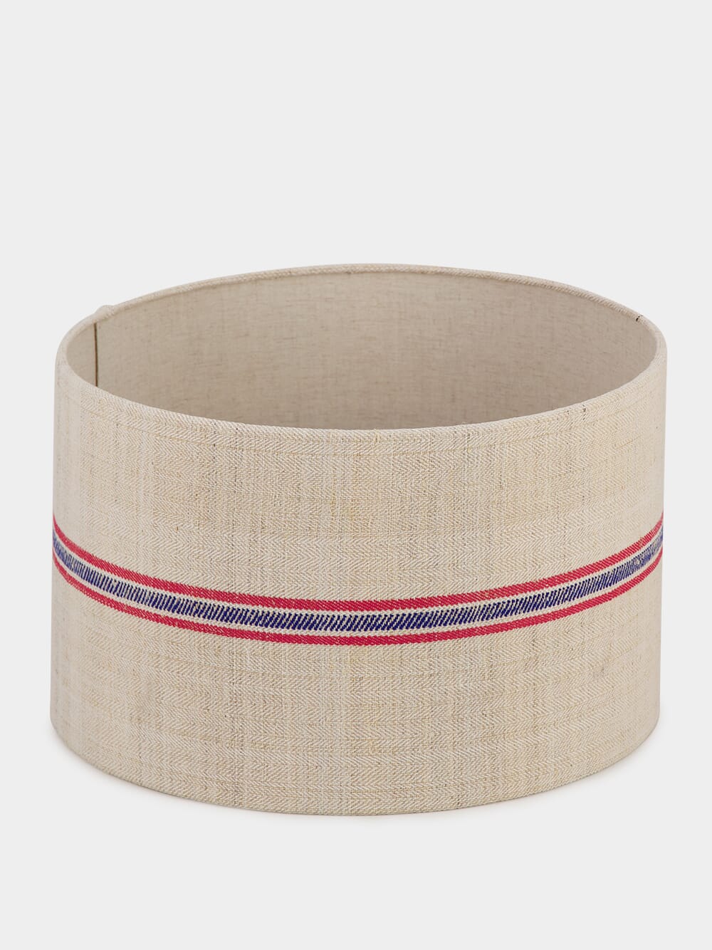 Beige Linen Lampshade with Red and Blue Stripes - Image 2