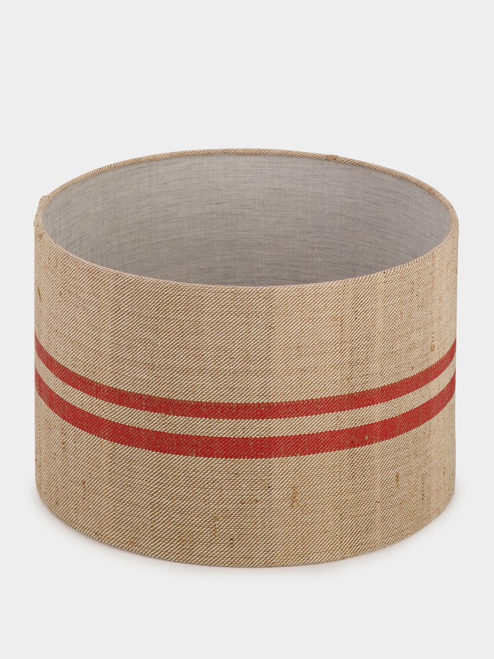 Beige Linen Lampshade with Red Stripes - Image 2