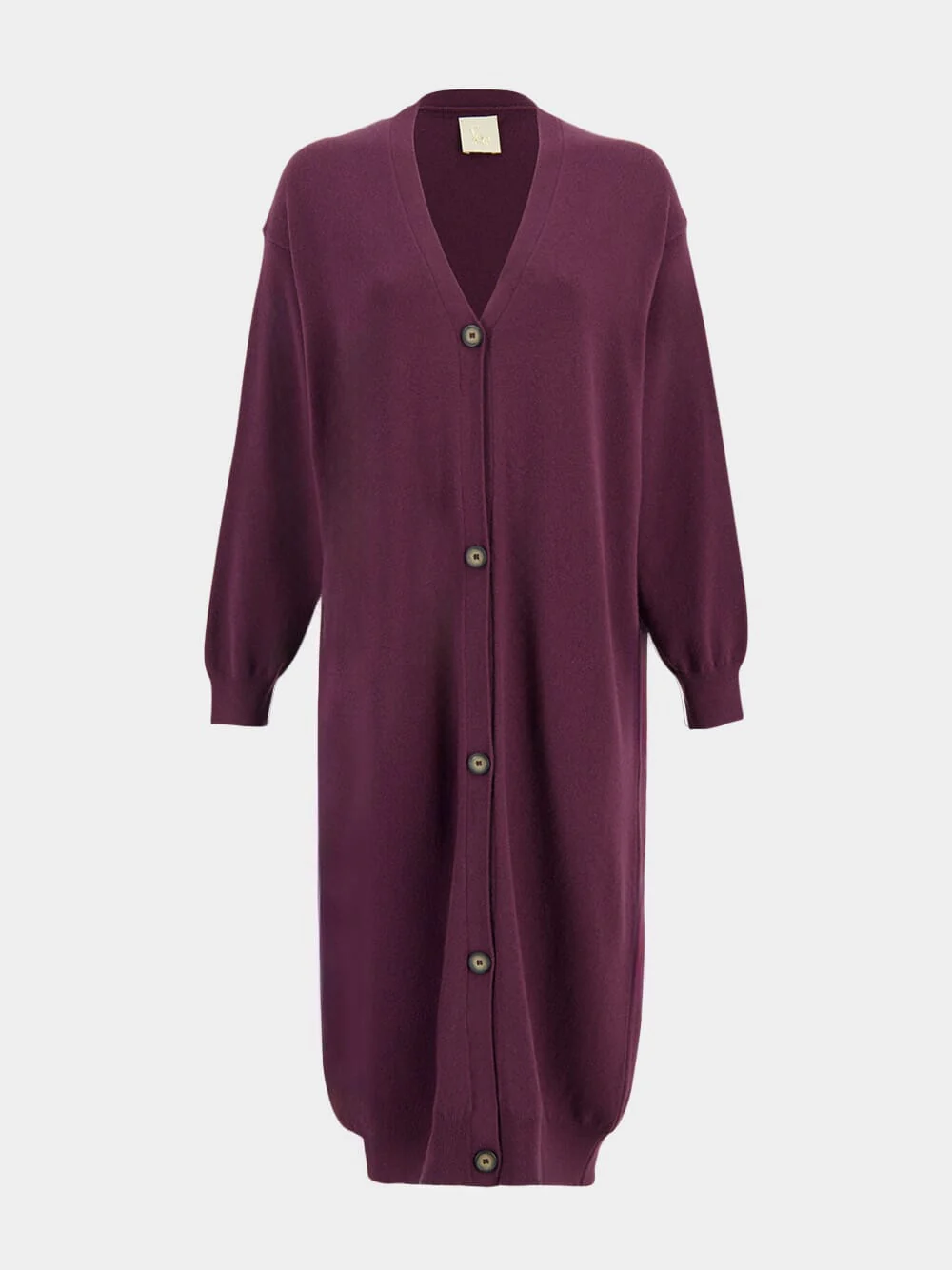 Long Aubergine Cashmere Cardigan