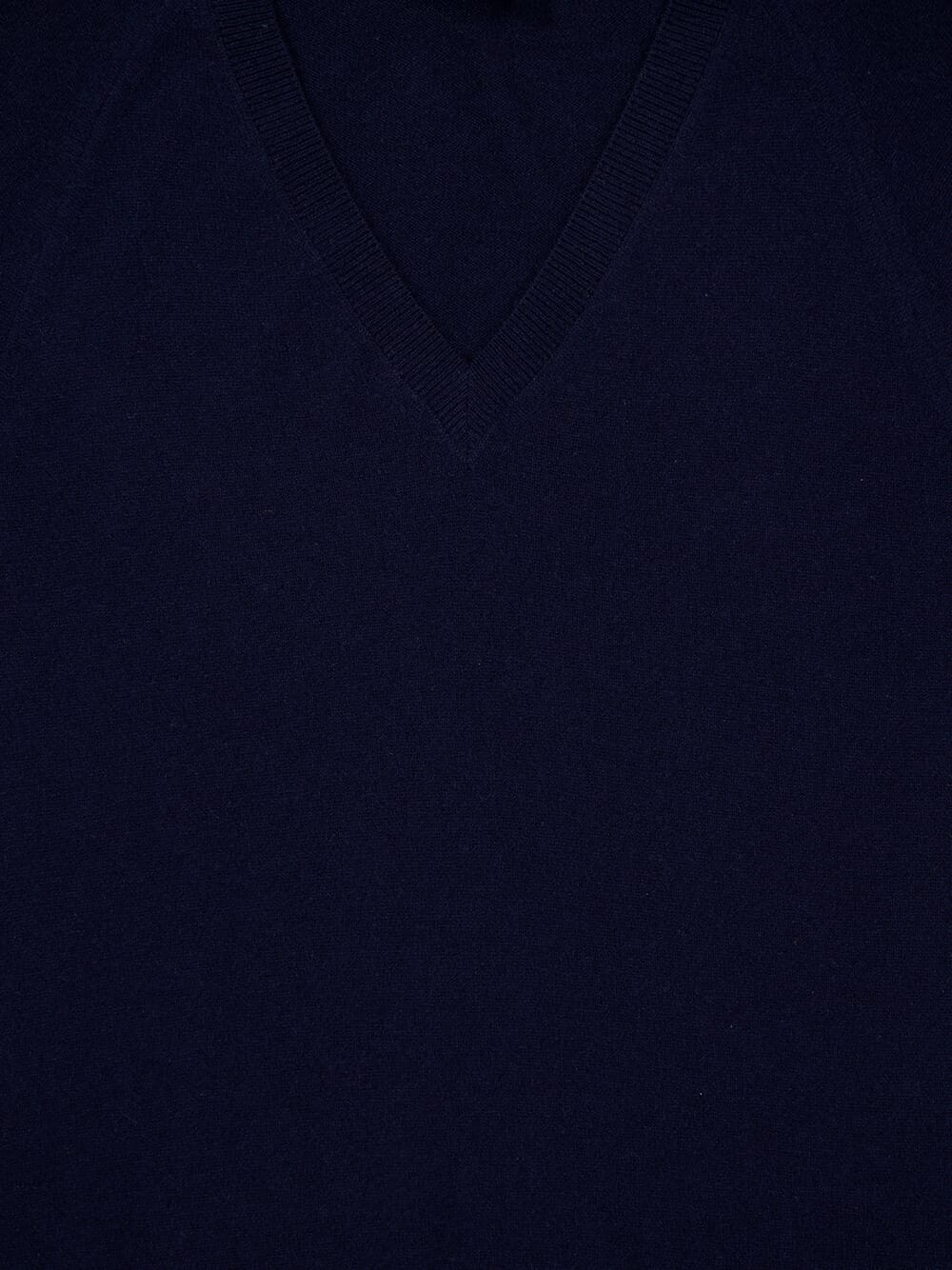 Long V-Neck Navy Cashmere Sweater - Image 3