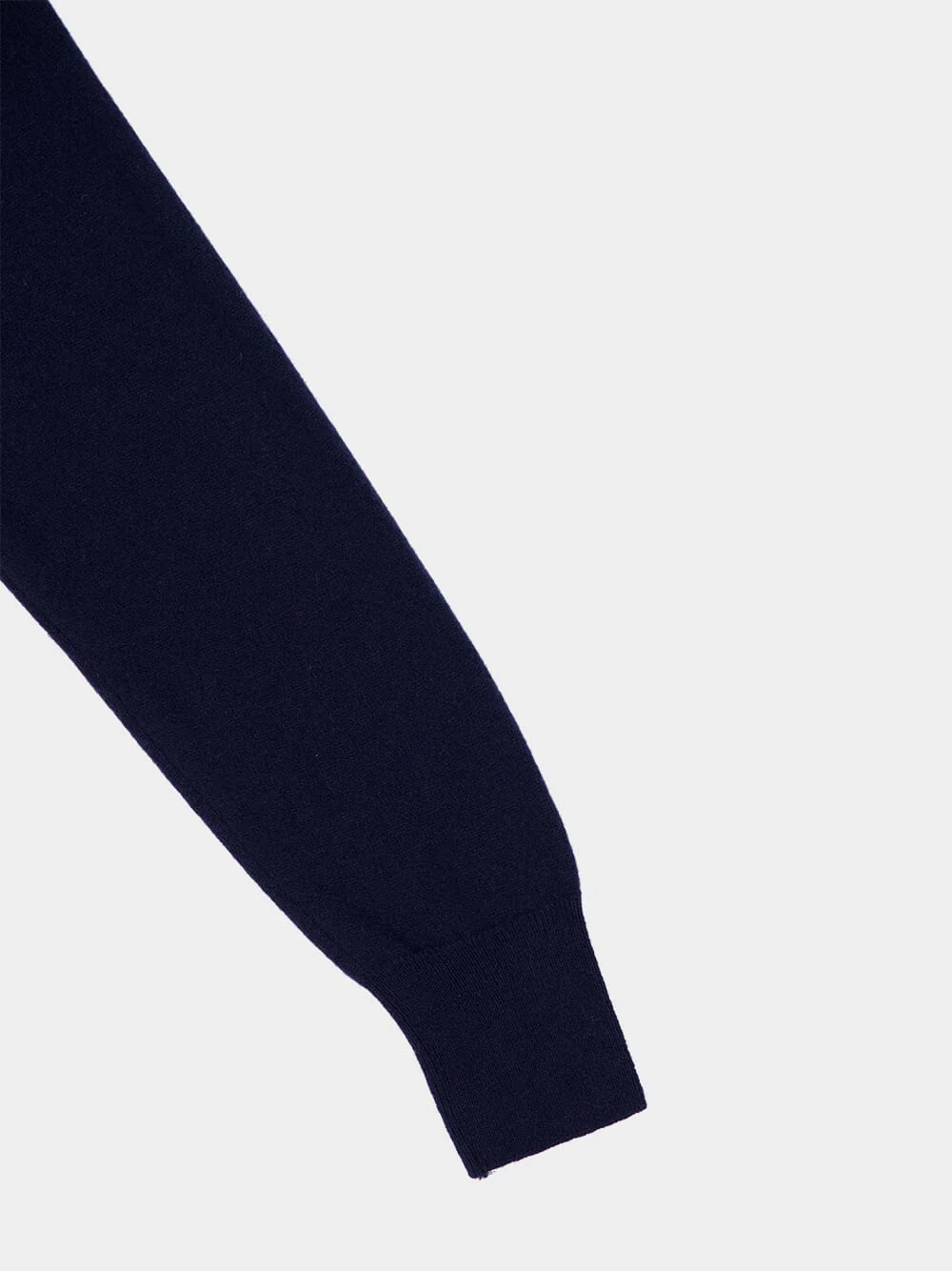 Long V-Neck Navy Cashmere Sweater - Image 4