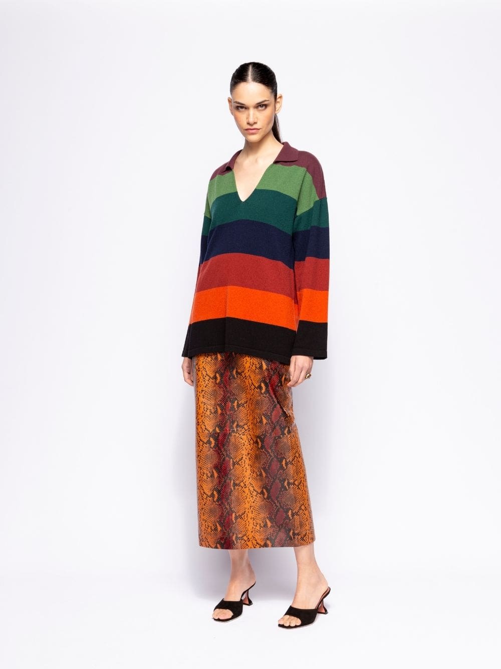 Luna Snakeskin-Effect Leather Skirt - Image 2