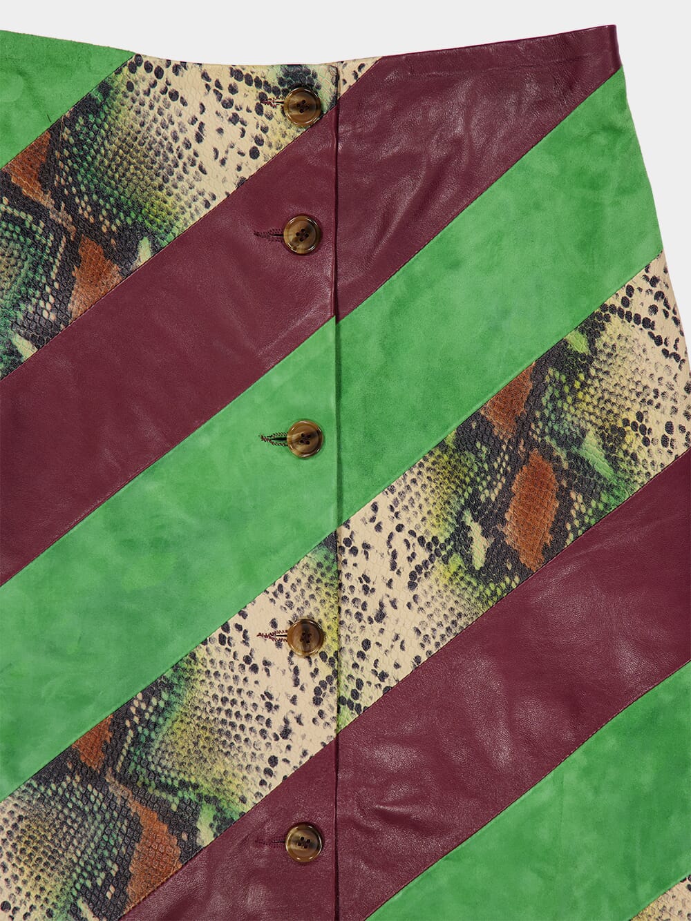 Madeline Multi Stripes Patchwork Leather Pencil Skirt - Image 7