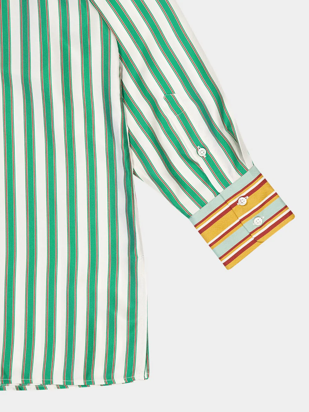 Marie Green Stripes Silk Twill Shirt - Image 6