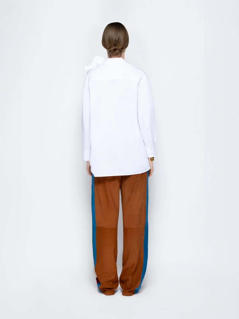 Marla White Relaxed Fit Poplin Shirt with Detachable Flower - Image 5