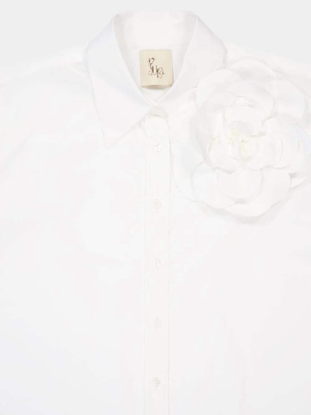 Marla White Relaxed Fit Poplin Shirt with Detachable Flower - Image 7