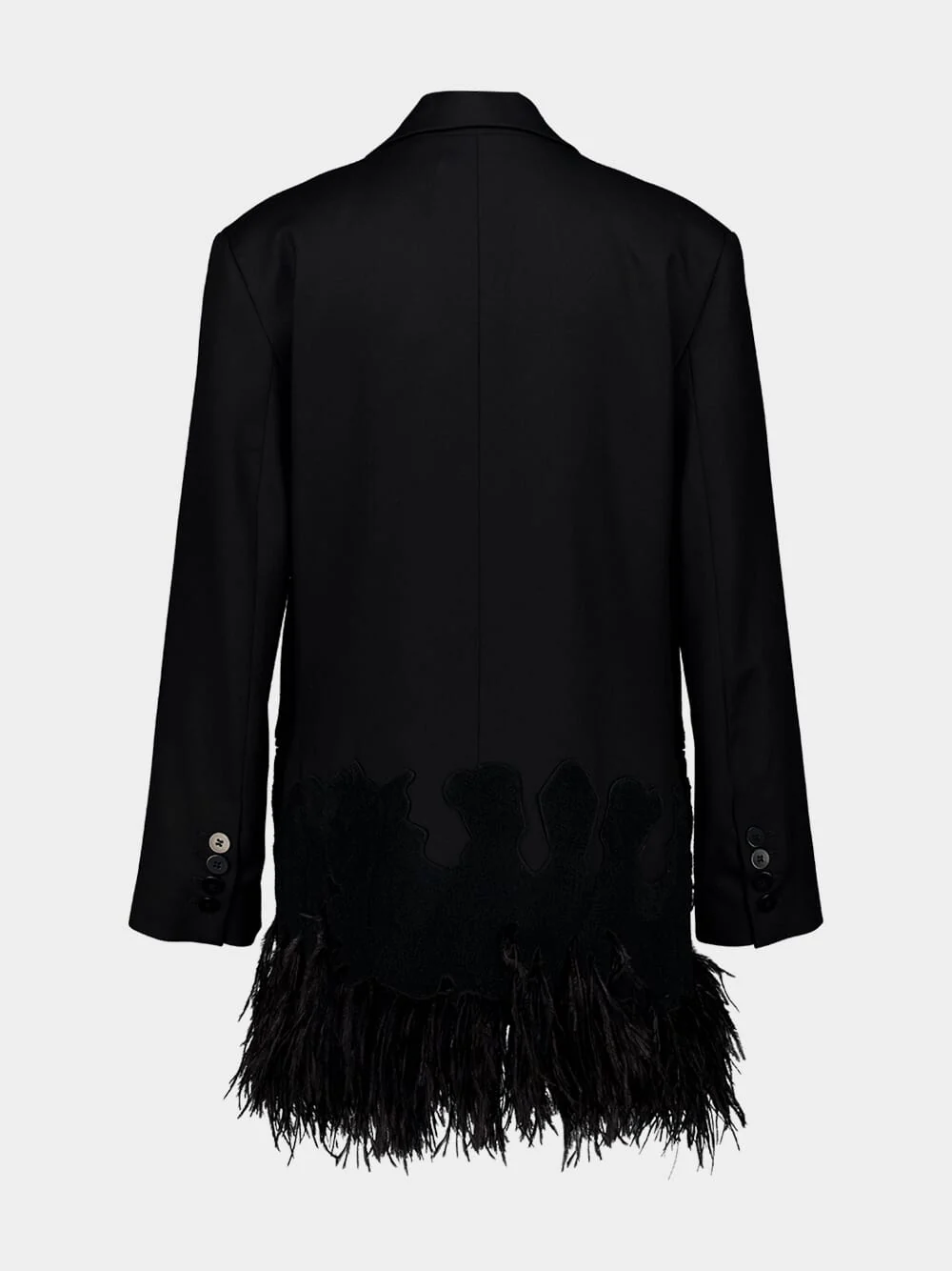 Marys Black Embroidered Blazer with Feathers - Image 3