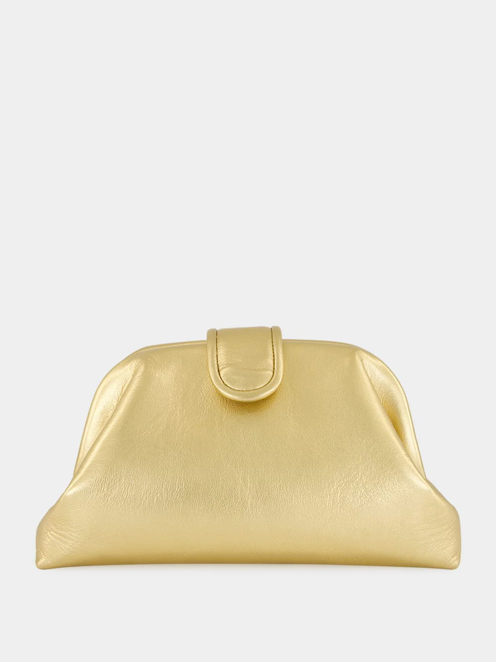 Mavie Gold Leather Clutch with Closure
