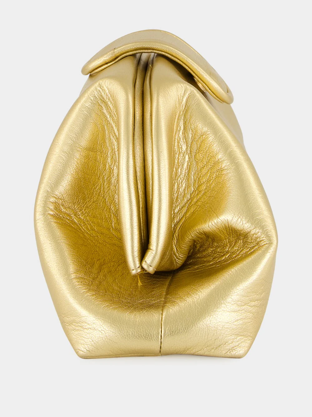 Mavie Gold Leather Clutch with Closure - Image 4