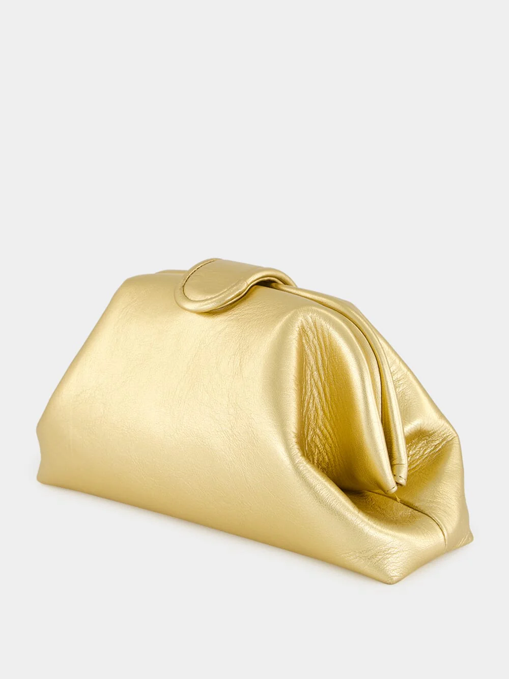 Mavie Gold Leather Clutch with Closure - Image 5