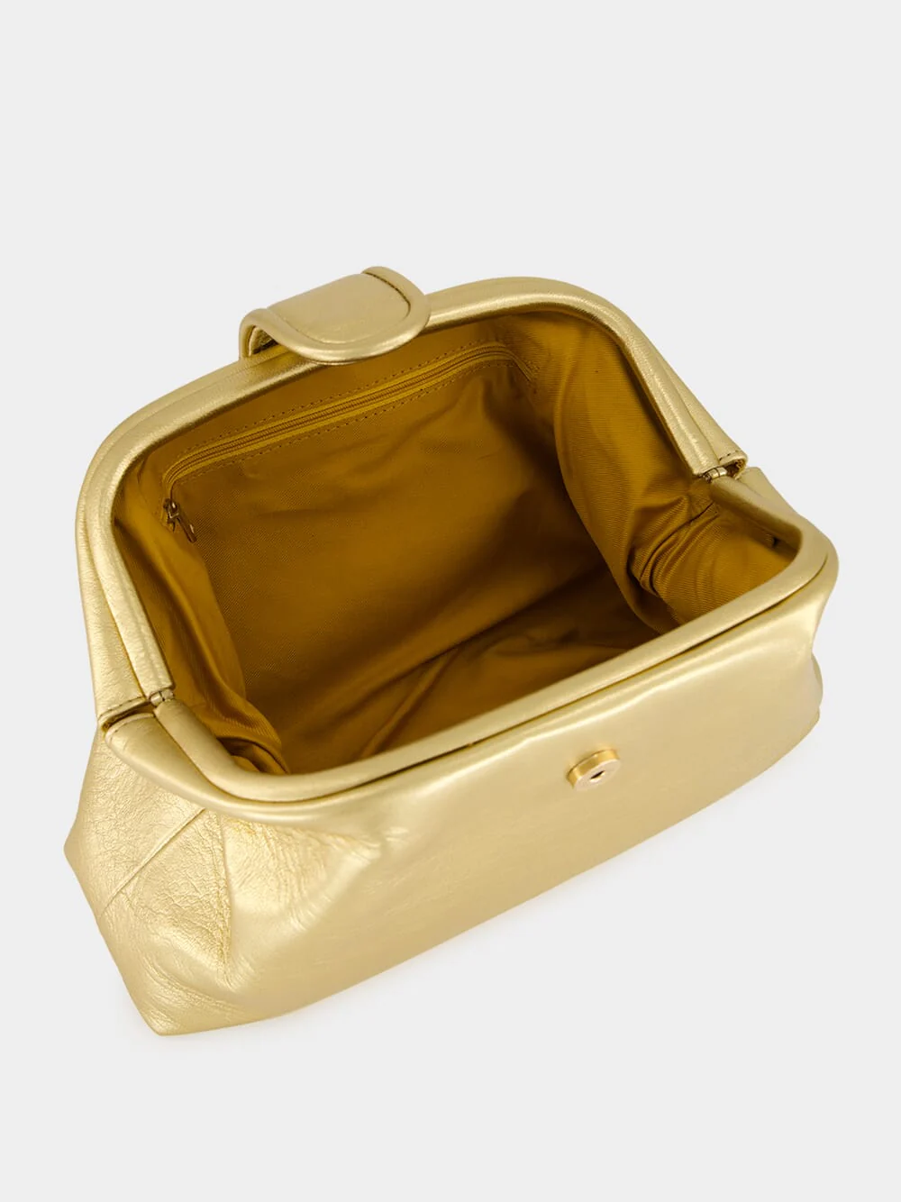 Mavie Gold Leather Clutch with Closure - Image 6