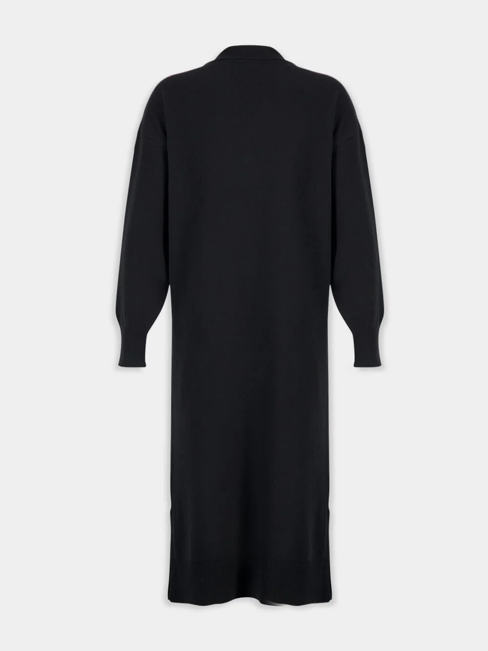 Maya Black V-Neck Cashmere Midi Dress - Image 3